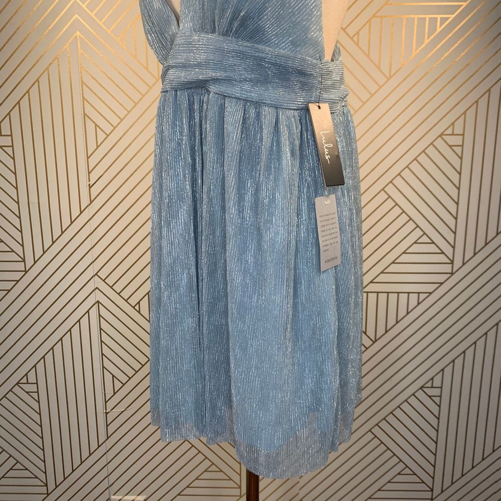 Lulu's Metallic Stripe Twist Back Cocktail Dress - Picture 7 of 12